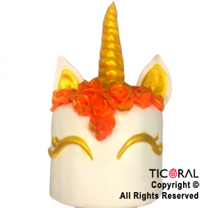 ADORNO TORTA UNICORNIO FLORES DE COLORES A.PORC FRIA x 1